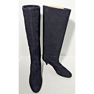 Vintage Bally Boots Womens 9.5 M Black Suede Tall Mid Heel Italy